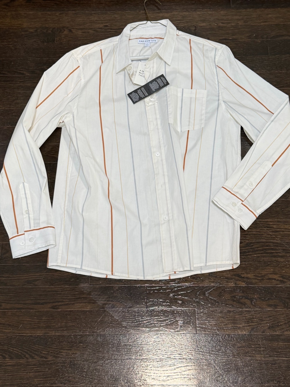 NWT AND NOW THIS Classic White Stripe Men's Button-Down Shirt